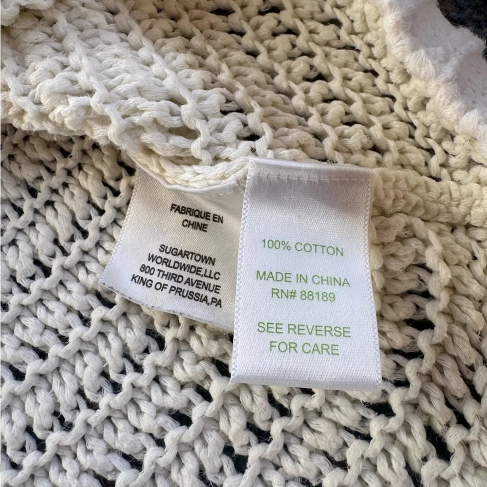 Lilly Pulitzer Penelope Pullover Cream Knit Crew Neck Cotton Sweater Size Medium